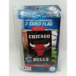 Chicago Bulls NBA Applique & Embroidered 2 Sided Flag 44" x 28"